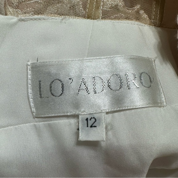 LO’ ADORO Nude Blush Corset Bodice Brocade Elegant Lace Wedding Dress - Picture 7 of 16